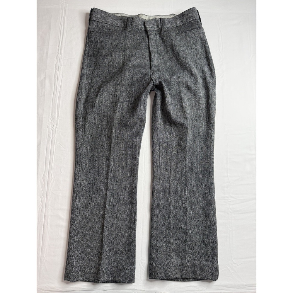 Vtg 70s Kings Road Mens 34 (34x27) Sears Perma-Prest Pants Black White Geometric